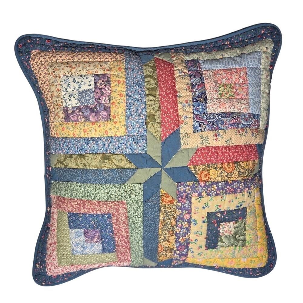 Patchwork Quilt Handmade Accent Throw Couch PILLOW Cottage Core
